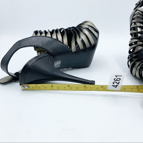 Pelle Mode Leather Heels Platform Caged Sandals 6 - Picture 9 of 12